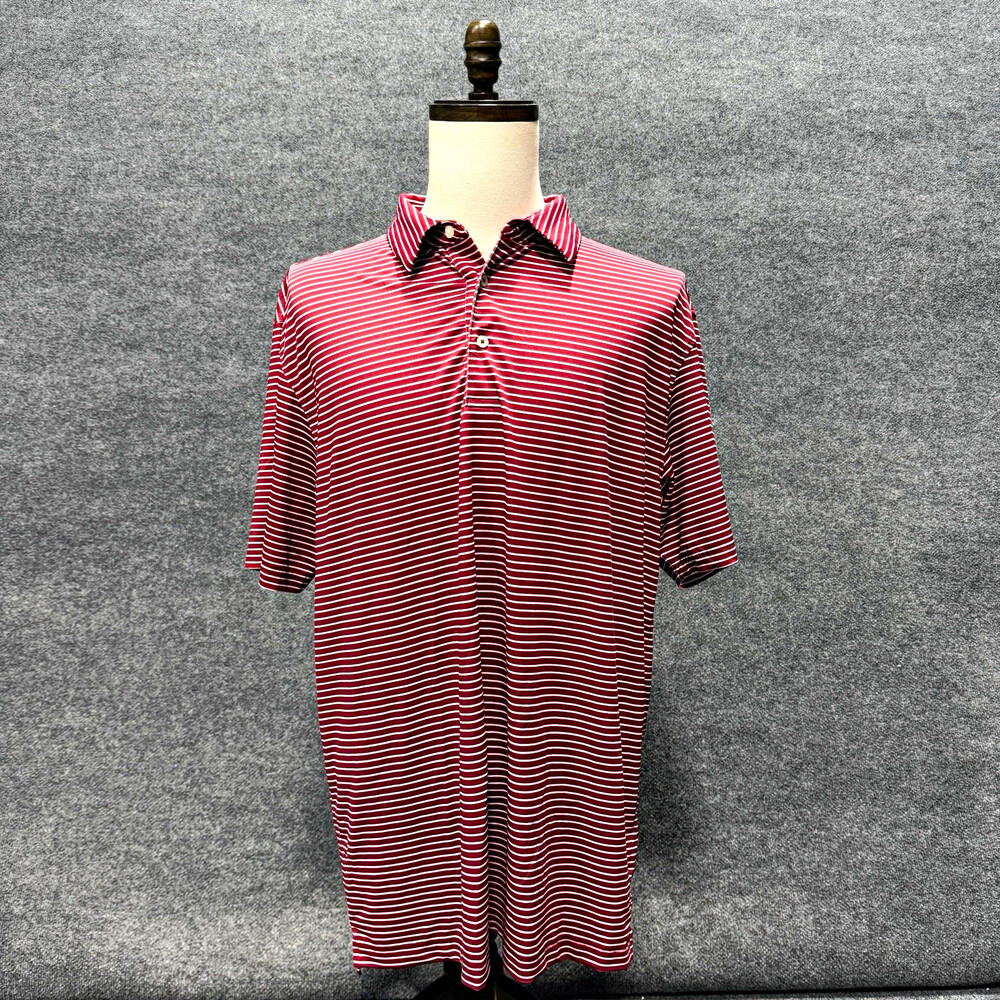 The Forest Collection Mens XL Red White Striped Golf Polo Shirt Short Sleeve